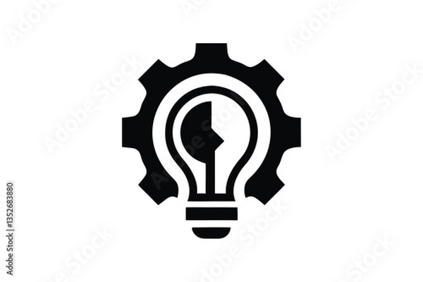 Obraz Innovative Light Bulb and Gear Icon – Creativity Meets Engineering