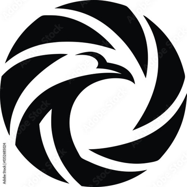 Obraz Symbolic Phoenix Logo – Black & White Emblem of Rebirth and Power