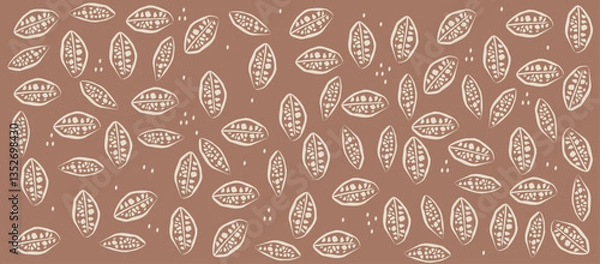 Fototapeta Brown seamless pattern with Cocoa beans. Repeated background for textile, paper, wallpaper. Chocolate cocoa beans background. Mocha mousse