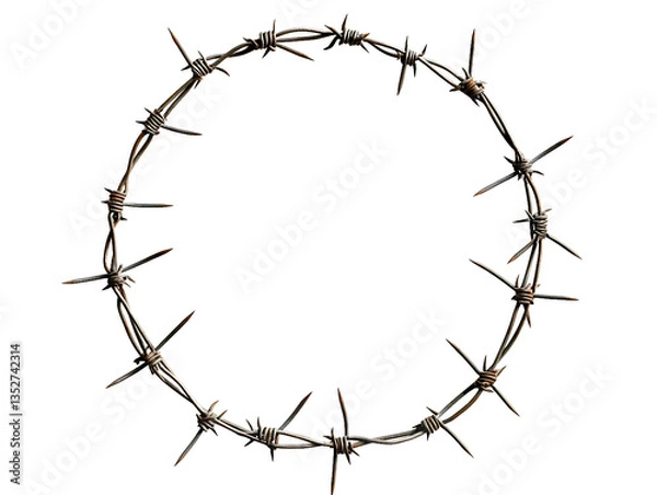 Fototapeta Silhouette of a tree with a crown of thorns and barbed wire frame