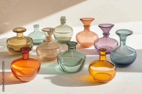 Obraz A row of colorful glass vases with different scents
