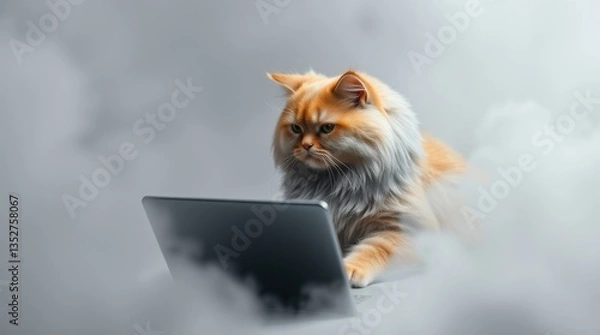 Obraz Cat programmer. Animals as people.
