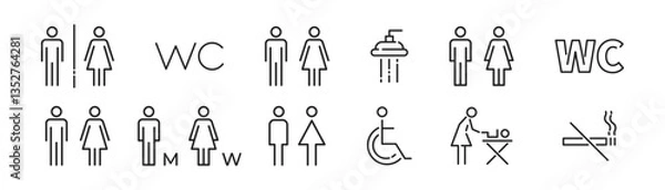 Obraz Toilet icon set. Man and woman symbols privies. WC. Restroom. Vector illustration.