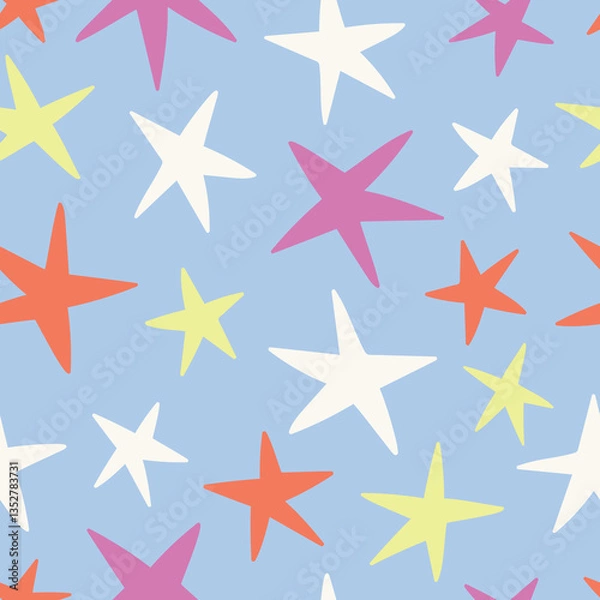 Fototapeta Bright Stars Pattern Colorful Stars Background