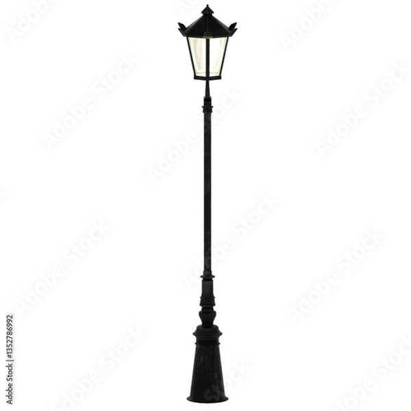 Fototapeta 3d render vintage street lamp with transparent background