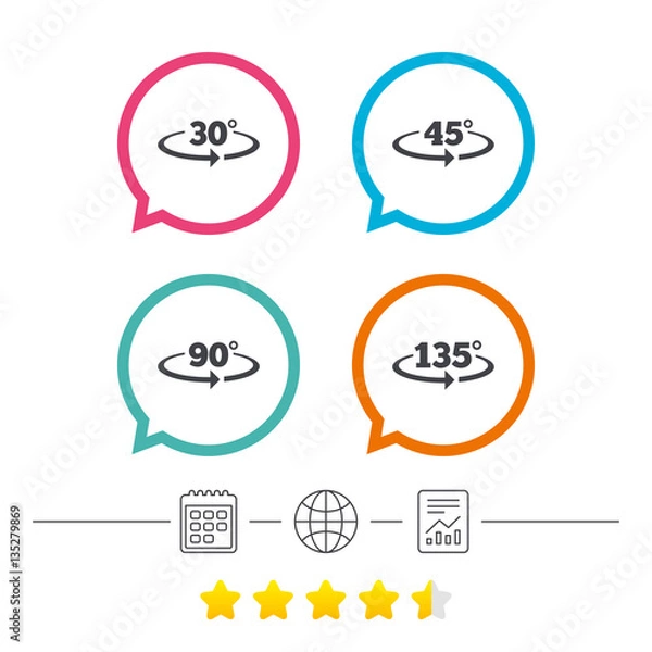 Fototapeta Angle degrees icons. Geometry math signs.