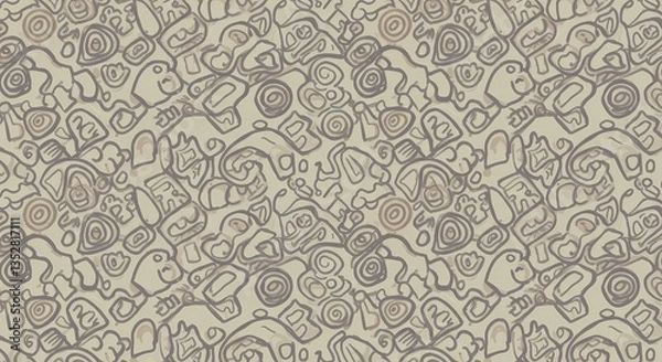 Fototapeta A playful hand-drawn doodle pattern with random shapes.