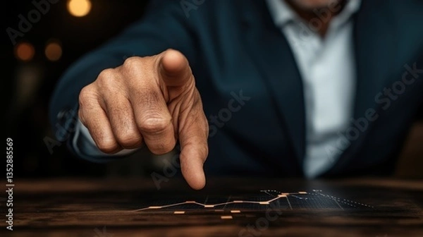 Fototapeta Businessman Interacting with Futuristic Digital Graph Interface