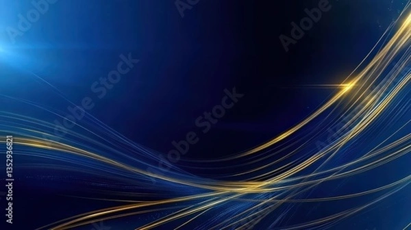 Fototapeta Elegant abstract dark blue background with sleek gold lines. Perfect for luxury, branding, and sophisticated design projects.