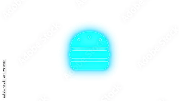 Obraz Burger icon glowing neon on transparent background