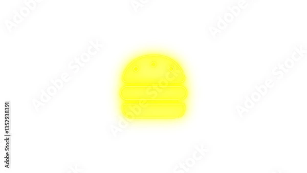 Obraz Burger icon yellow color glowing neon on transparent background