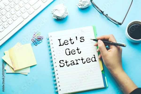 Obraz woman written let's get started