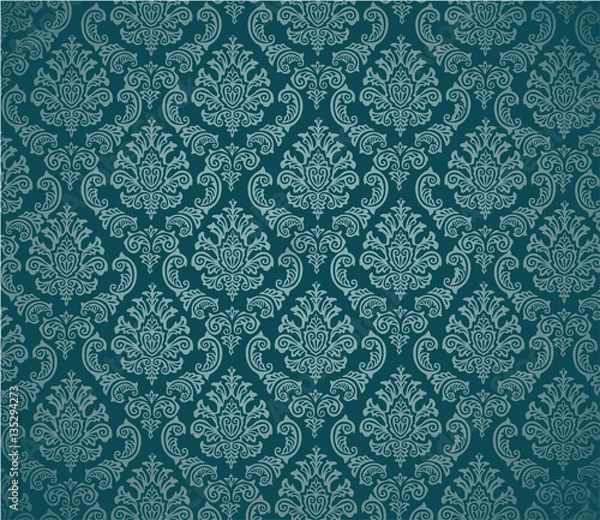 Fototapeta Damask background green