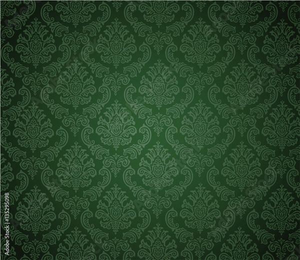 Fototapeta Damask background dark green