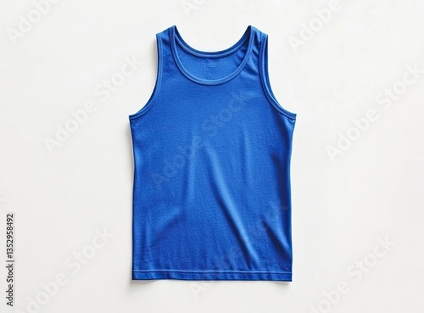 Fototapeta Flat-lay of a vibrant royal blue tank top.  Fabric appears smooth and soft