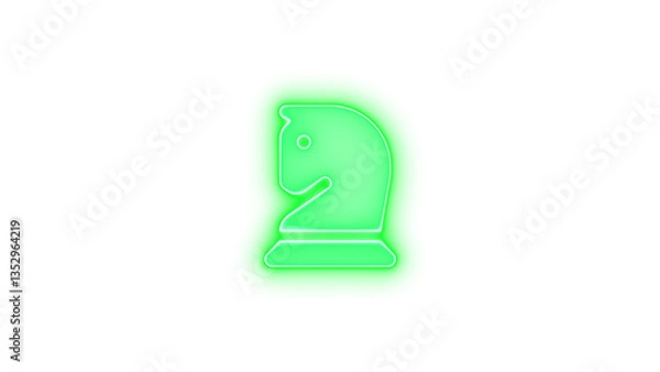 Obraz Chess knight icon glowing neon on transparent background