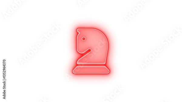 Fototapeta Chess knight icon glowing neon on transparent background