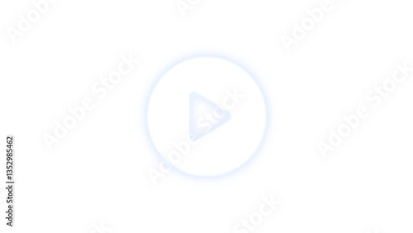 Obraz Circle play icon glowing neon on transparent background