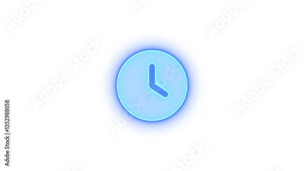 Obraz Clock icon blue color glowing neon on black background