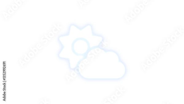 Obraz Cloud sun icon white color glowing neon on transparent background