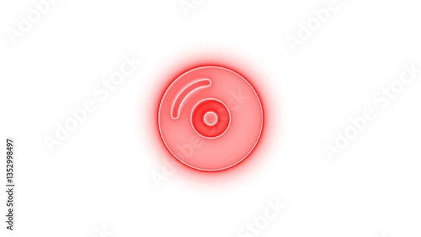 Obraz Compact disc icon red color glowing neon on transparent background