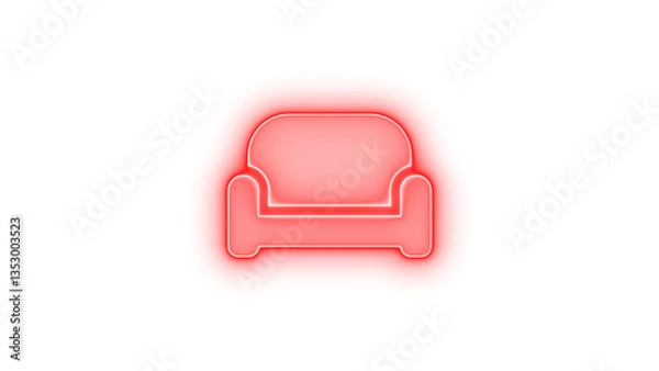Obraz Couch icon red color glowing neon on transparent background