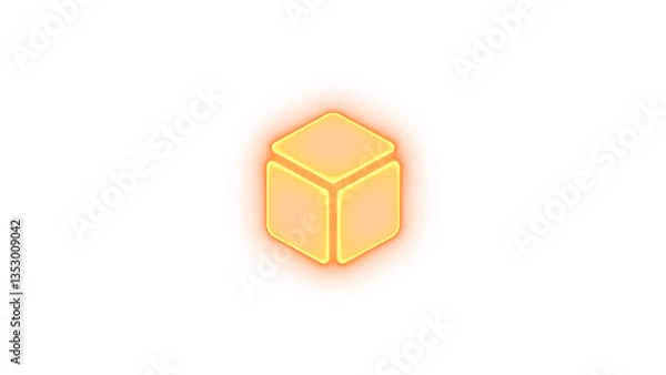 Obraz Dice d6 icon brown color glowing neon on transparent background