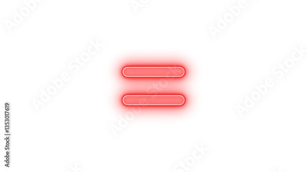 Obraz Equals icon red color glowing neon on transparent background