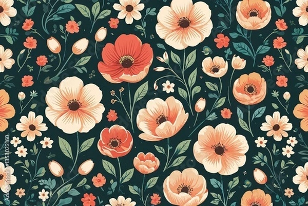 Fototapeta Vintage Spring Vector Background Patterns of Warmth and Nostalgia