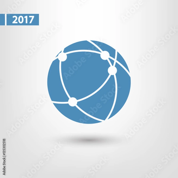Fototapeta Global technology or social network icon, vector illustration. Flat design style 