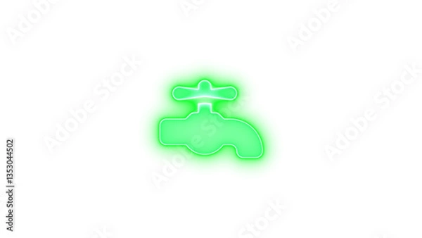 Obraz Faucet icon green color glowing neon on transparent background