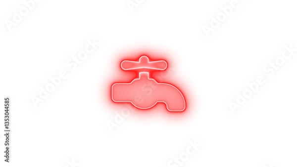 Obraz Faucet icon red color glowing neon on transparent background