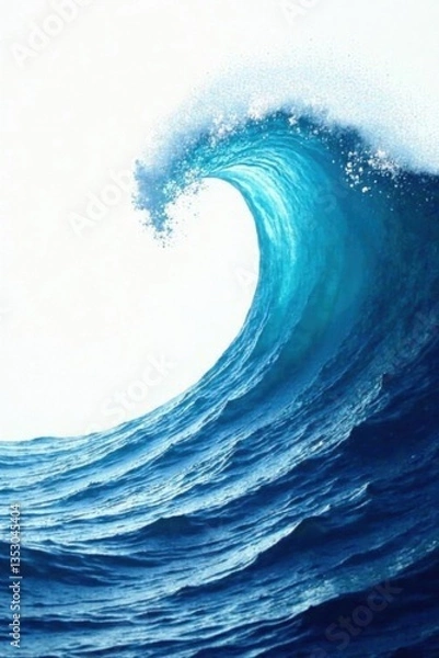 Fototapeta Stylized marine wave pattern on a soft white background, background, wave, marine
