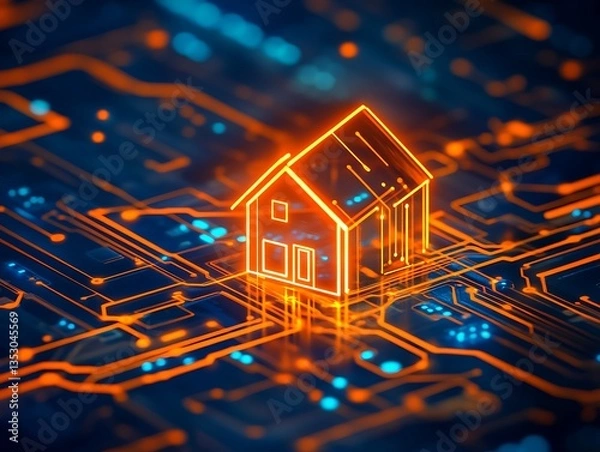 Obraz Digital Home on Circuit Board.
