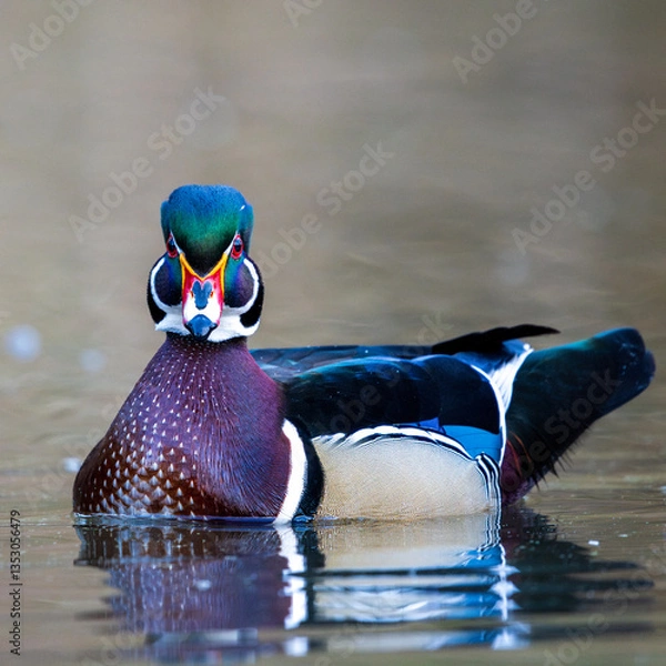 Obraz Male Wood Duck (Aix sponsa) during the spring mating season