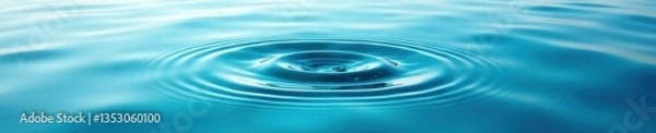 Fototapeta Calm ocean surface with a clear water drop and circular waves,  wave,  serene