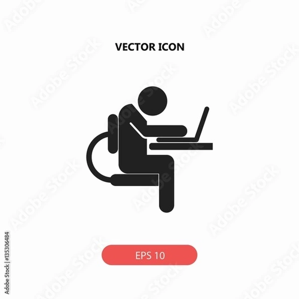 Fototapeta people working on the computer vector icon