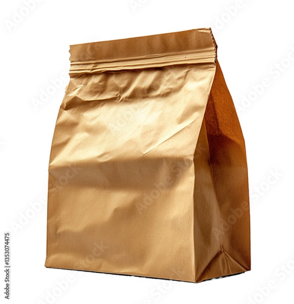 Fototapeta Brown Paper Bag Packaging Mockup Isolated on Black Isolated on transparent