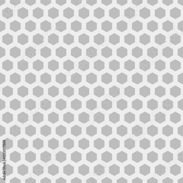 Obraz Repeated grey polygons on white background. Honeycomb wallpaper. Seamless surface pattern design with regular hexagons. Grill motif. Digital paper for page fills, web designing, textile print. Vector