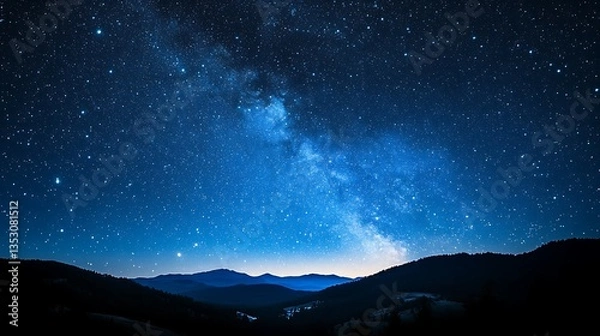 Obraz 깊고 푸른 밤하늘과 별빛, AI 생성
