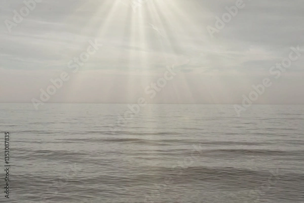 Obraz Sunrays over sea at dusk