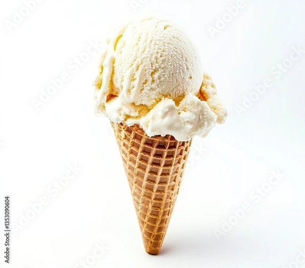 Fototapeta vanilla ice cream in a waffle cone