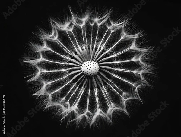 Fototapeta Dandelion Seed Head for Black Background Macro.