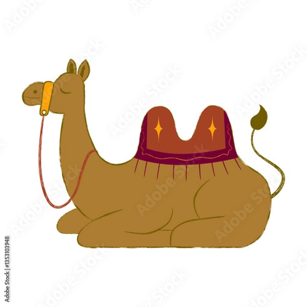 Fototapeta Illustration of a Camel Sitting with two humps
