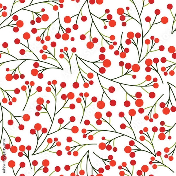 Obraz Seamless christmas background with berries design