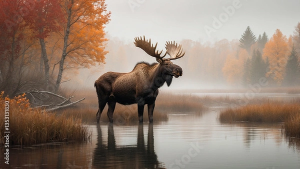 Obraz deer in the lake