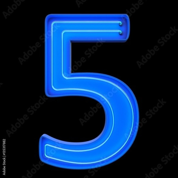 Fototapeta Numbers count neon tubes 3d illustration