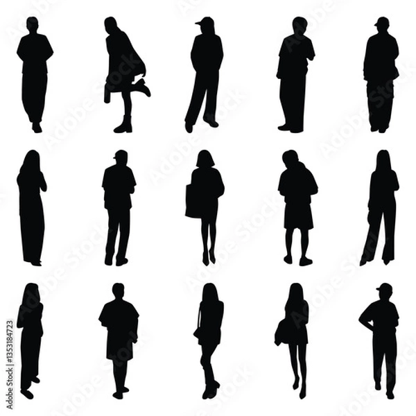 Obraz Vector collection set of individual people silhouettes.	
