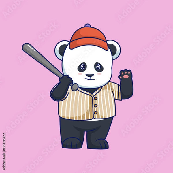 Obraz Panda Baseball Player with Bat