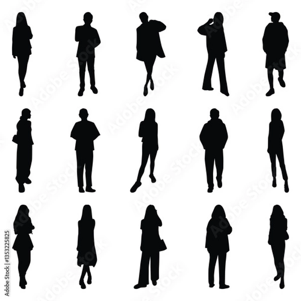 Obraz Vector collection set of individual people silhouettes.	
